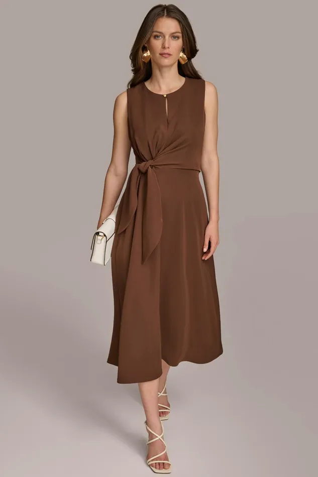 Women Dresses And Jumpsuits Donna Karan SIDE TIE MIDI DRESS Canyon