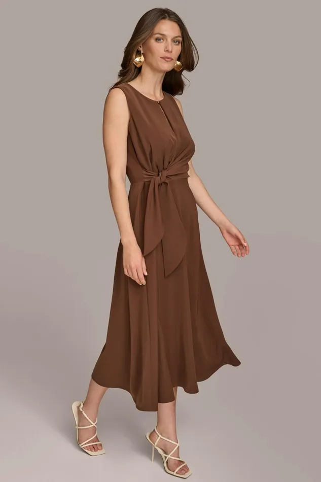 Women Dresses And Jumpsuits Donna Karan SIDE TIE MIDI DRESS Canyon