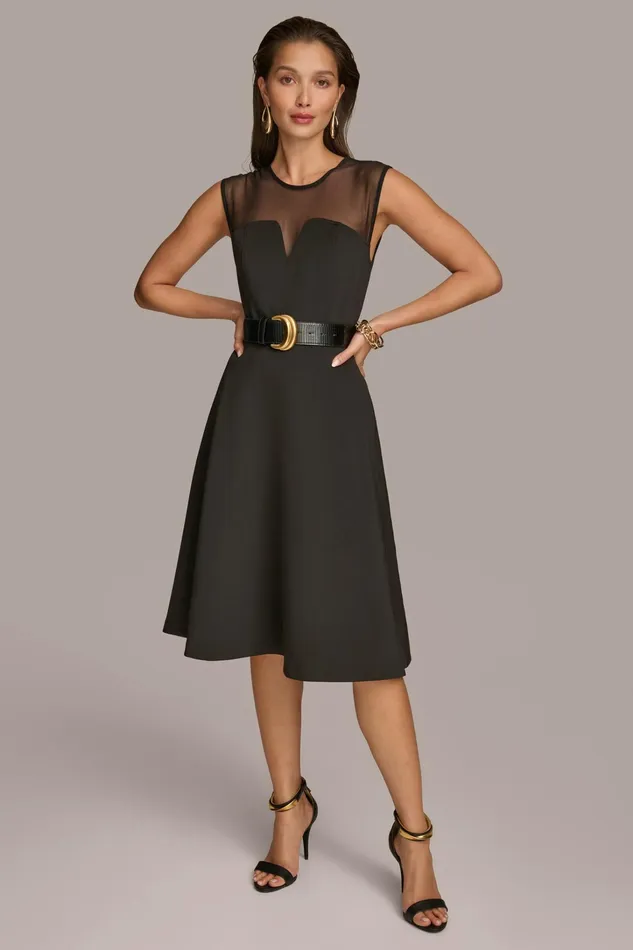 Women Dresses And Jumpsuits Donna Karan SWEETHEART NECK A LINE DRESS Black