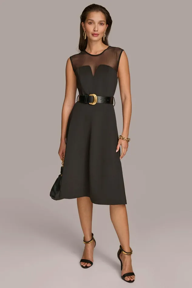 Women Dresses And Jumpsuits Donna Karan SWEETHEART NECK A LINE DRESS Black