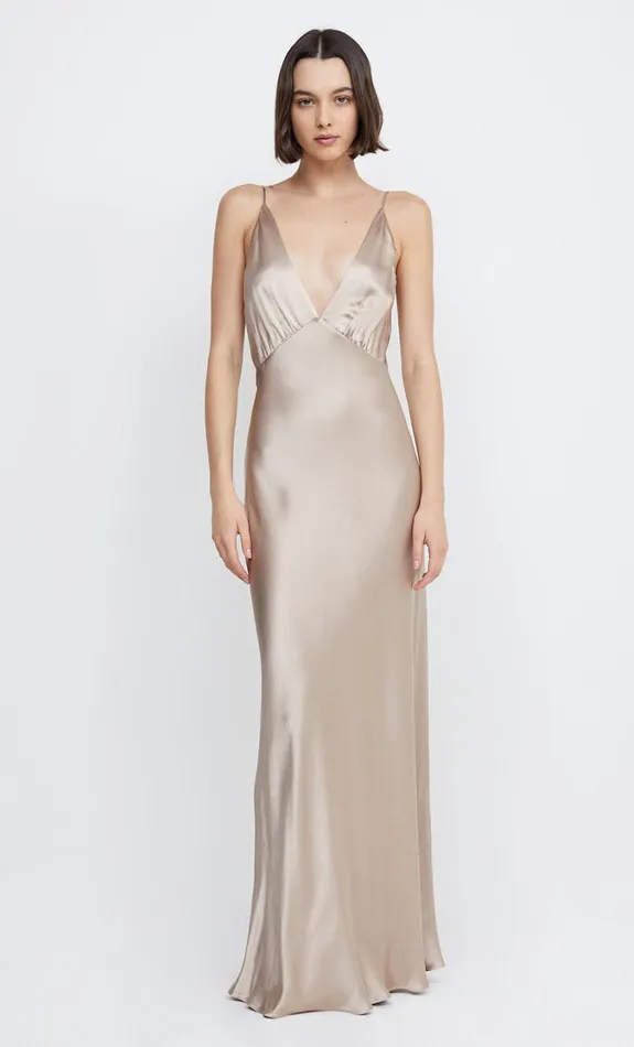 Women Dresses Bec Bridge LORELAI V MAXI DRESS Smoke Taupe