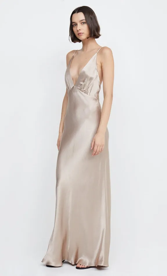 Women Dresses Bec Bridge LORELAI V MAXI DRESS Smoke Taupe