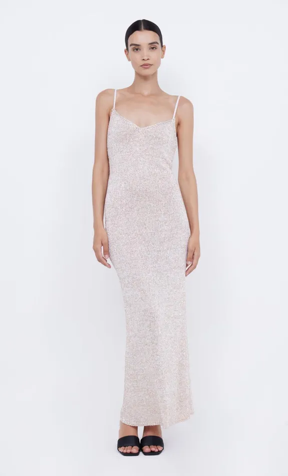 Women Dresses Bec Bridge SADIE SEQUIN KNIT SLIP DRESS Rose Gold