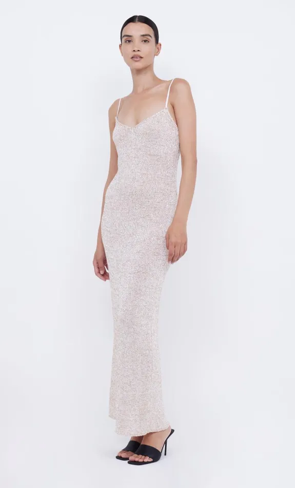 Women Dresses Bec Bridge SADIE SEQUIN KNIT SLIP DRESS Rose Gold