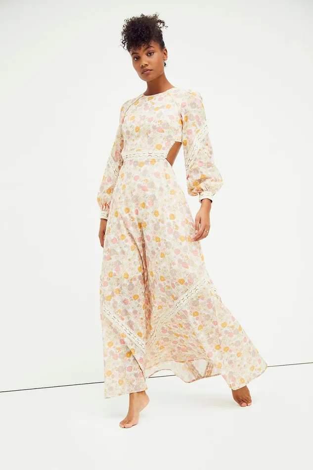 Women Dresses Free People Pia Cut Out Maxi Dress Poly Chiffon