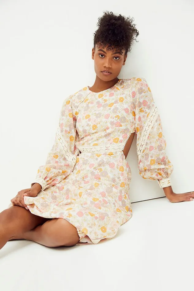 Women Dresses Free People Pia Cut Out Maxi Dress Poly Chiffon