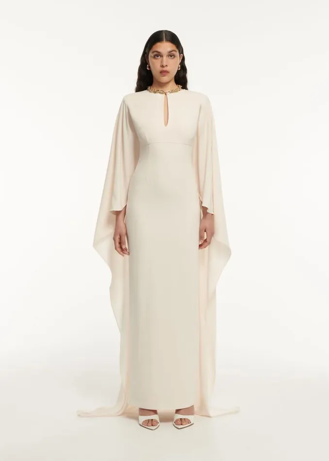 Women Dresses Roland Mouret Cape Satin Crepe Maxi Dress