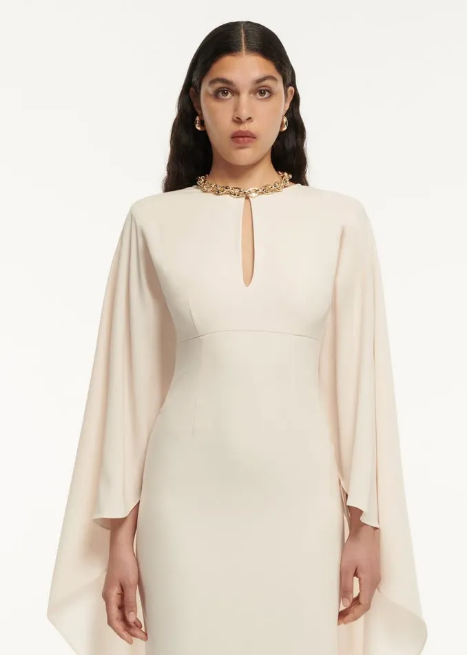 Women Dresses Roland Mouret Cape Satin Crepe Maxi Dress