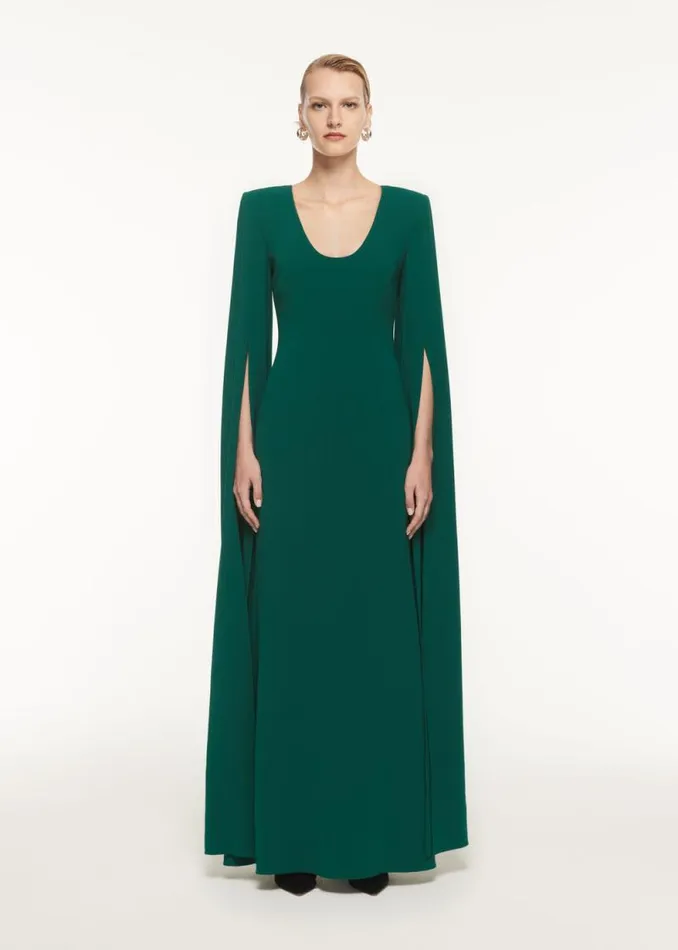 Women Dresses Roland Mouret Cape Sleeve Stretch Cady Maxi Dress