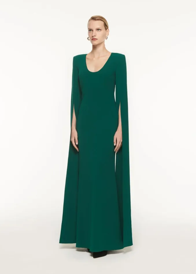 Women Dresses Roland Mouret Cape Sleeve Stretch Cady Maxi Dress
