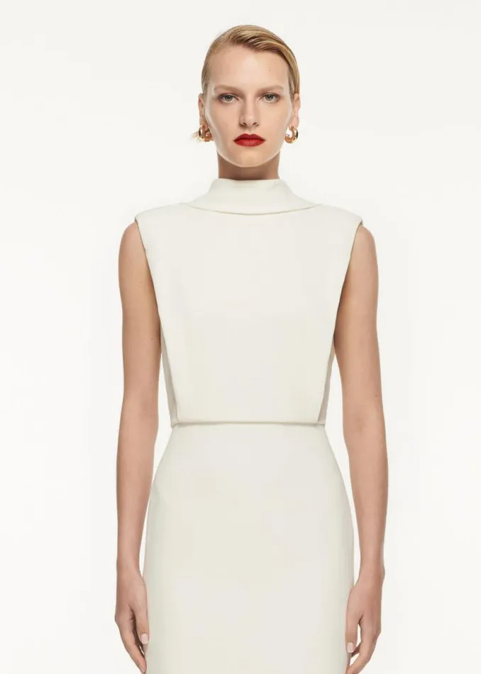 Women Dresses Roland Mouret High Neck Stretch Cady Midi Dress