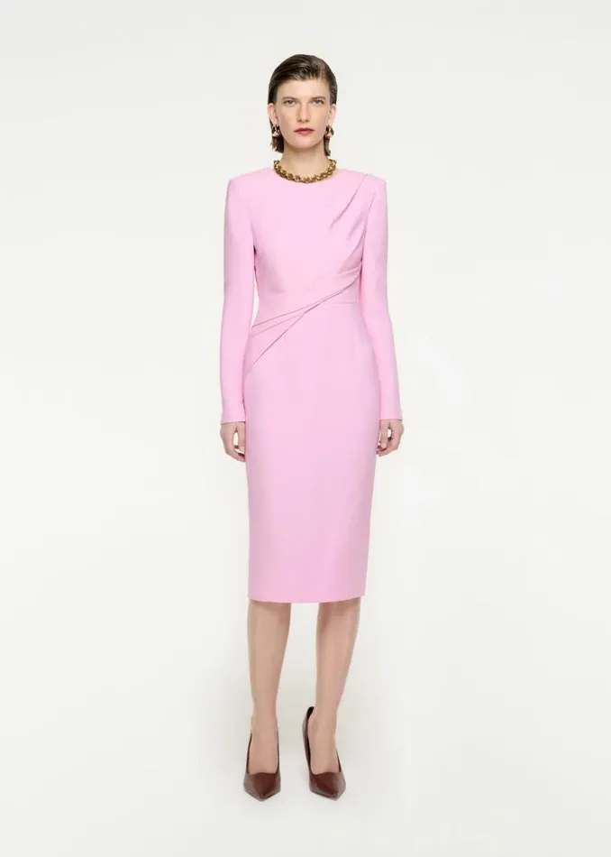 Women Dresses Roland Mouret Long Sleeve Wool Silk Midi Dress
