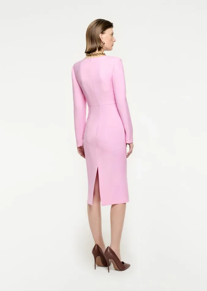 Women Dresses Roland Mouret Long Sleeve Wool Silk Midi Dress