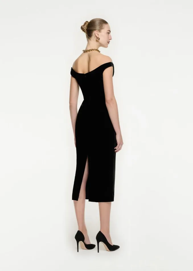 Women Dresses Roland Mouret Off The Shoulder Velvet Midi Dress