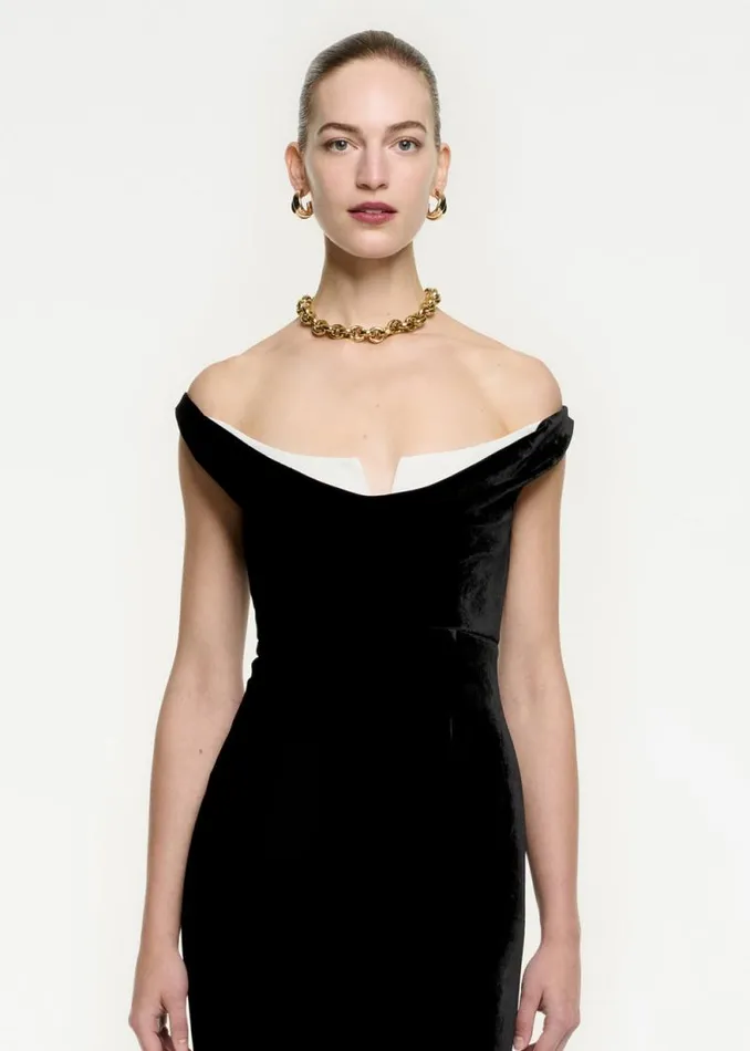 Women Dresses Roland Mouret Off The Shoulder Velvet Midi Dress