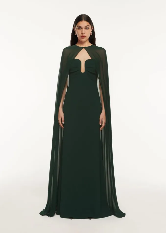 Women Dresses Roland Mouret Satin Crepe Cape Gown