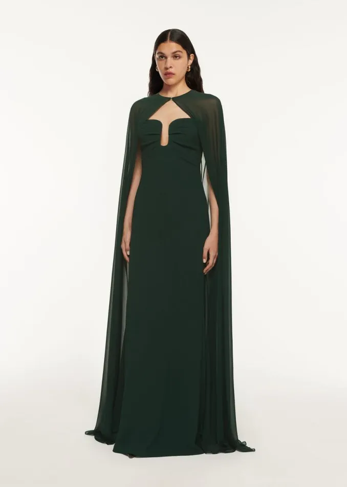 Women Dresses Roland Mouret Satin Crepe Cape Gown