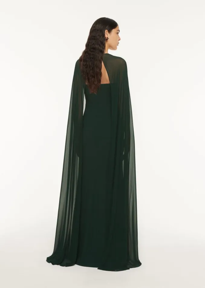Women Dresses Roland Mouret Satin Crepe Cape Gown