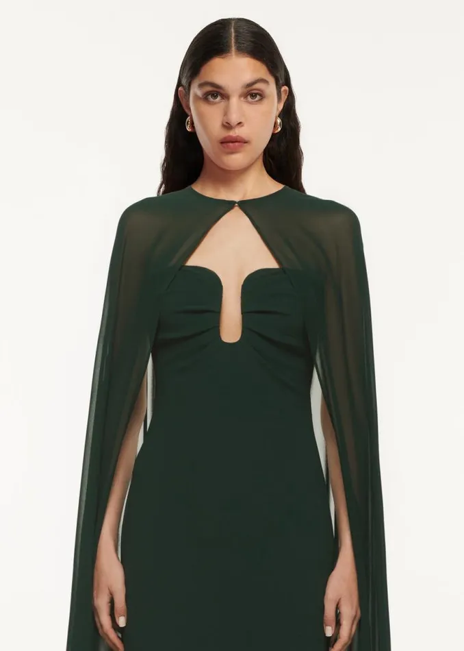 Women Dresses Roland Mouret Satin Crepe Cape Gown
