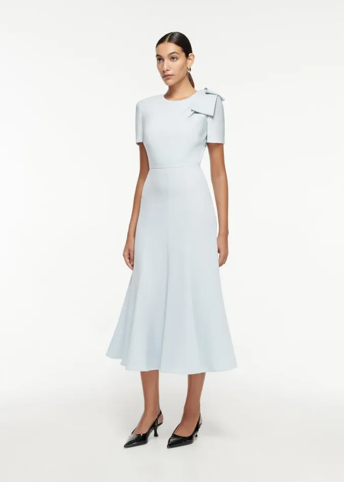 Women Dresses Roland Mouret Short Sleeve Bow Heavy Cady Midi Dress