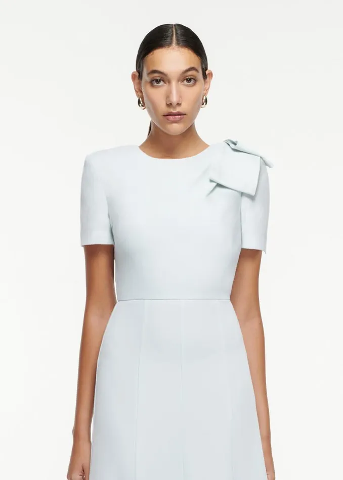 Women Dresses Roland Mouret Short Sleeve Bow Heavy Cady Midi Dress