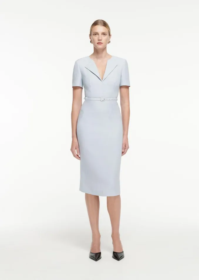 Women Dresses Roland Mouret Short Sleeve Wool Silk Dress