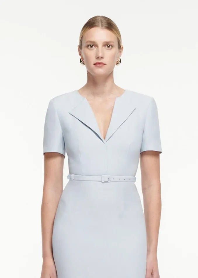 Women Dresses Roland Mouret Short Sleeve Wool Silk Dress