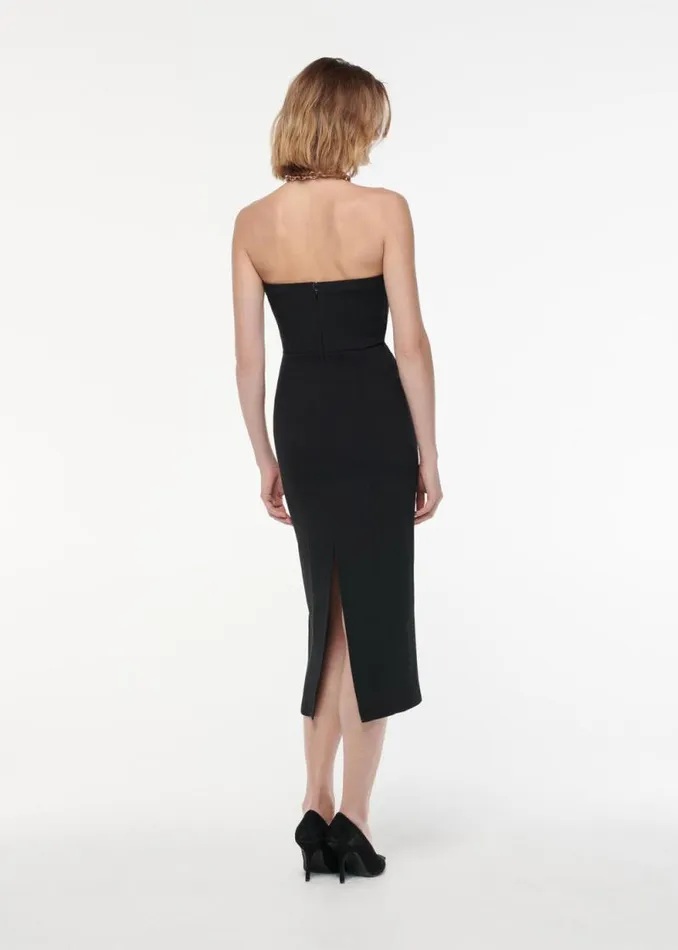 Women Dresses Roland Mouret Strapless Stretch Wool Silk Midi Dress