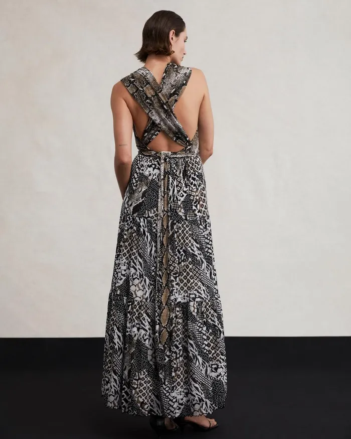 Women Drew Reversible Mesh Dress Six Sister Camo And Python Brown DVF Dresses