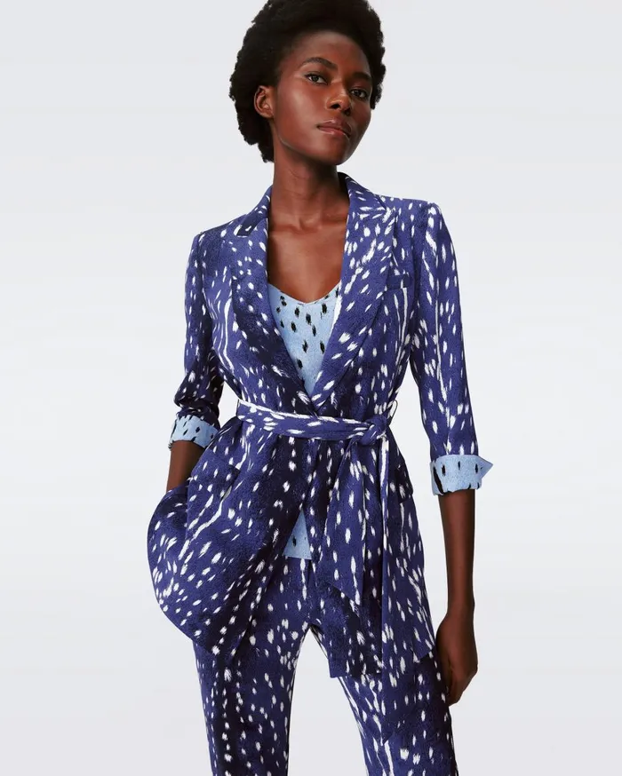 Women Emiliano Jacket Fawn Perfect Navy DVF Jackets and Coats