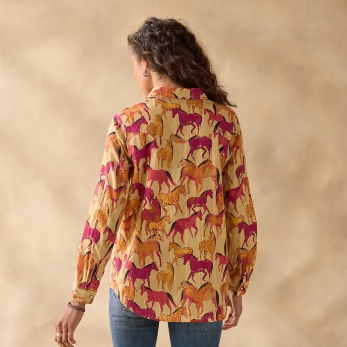 Women Equestrian Joy Shirt Gold Sundance Catalog Tops Women Equestrian Joy Shirt Gold Sundance Catalog Tops