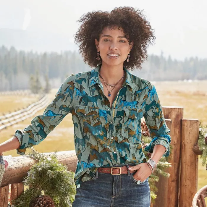Women Equestrian Joy Shirt Gold Sundance Catalog Tops Women Equestrian Joy Shirt Gold Sundance Catalog Tops