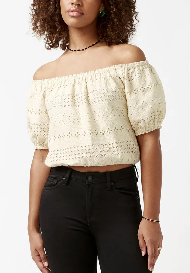 Women Fig Cream Scoopneck Womens Blouse Cream Buffalo David Bitton Blouses