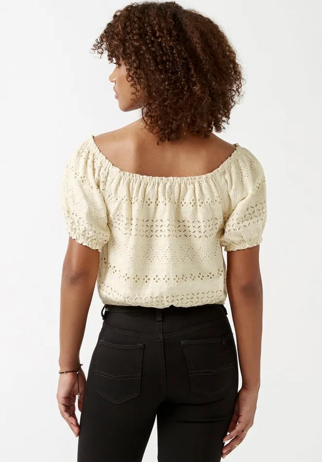 Women Fig Cream Scoopneck Womens Blouse Cream Buffalo David Bitton Blouses