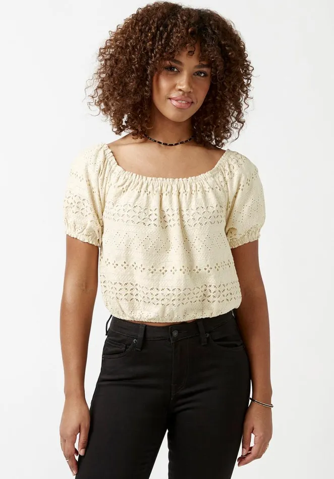 Women Fig Cream Scoopneck Womens Blouse Cream Buffalo David Bitton Blouses