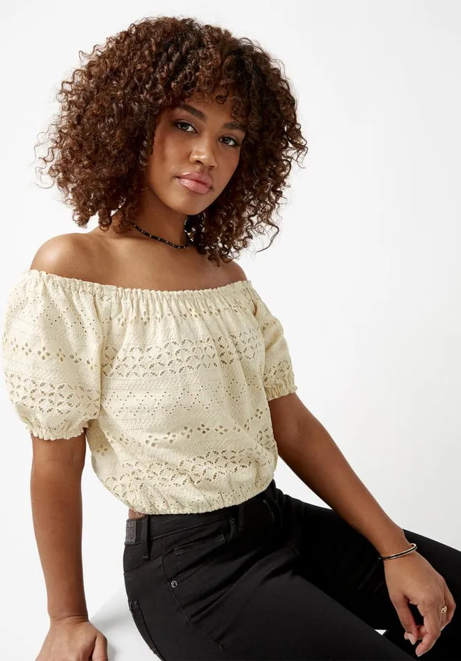 Women Fig Cream Scoopneck Womens Blouse Cream Buffalo David Bitton Blouses