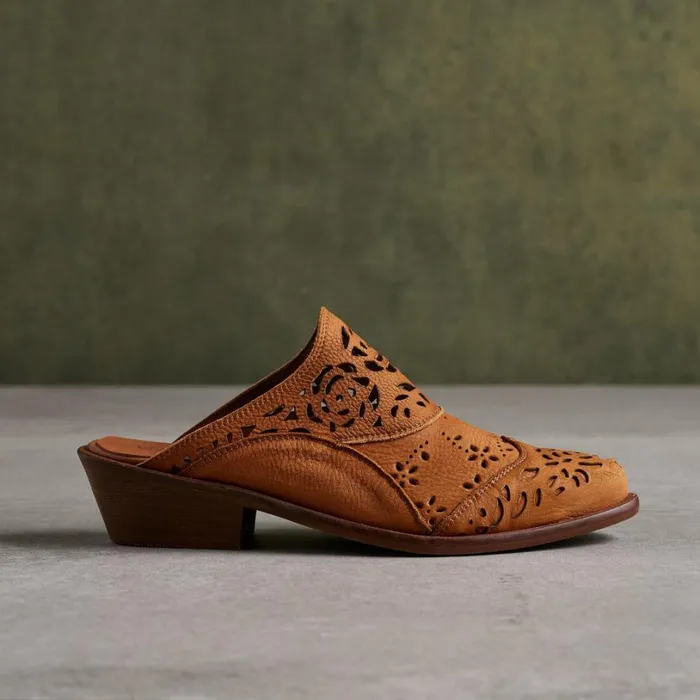 Women Floral Krevo Mules Tan Sundance Catalog Shoes