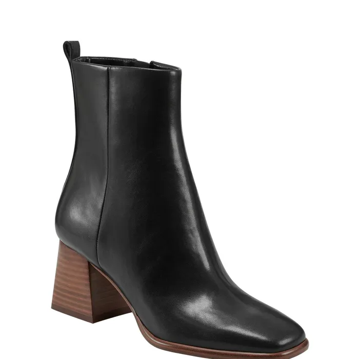 Women Floria Square Toe Bootie Black Leather Marc Fisher Booties