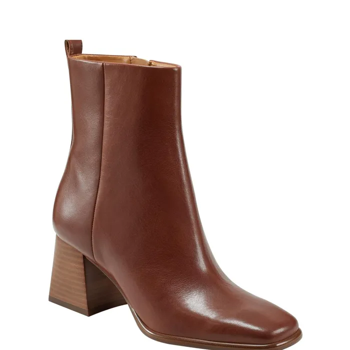 Women Floria Square Toe Bootie Tan Leather Marc Fisher Boots and Booties