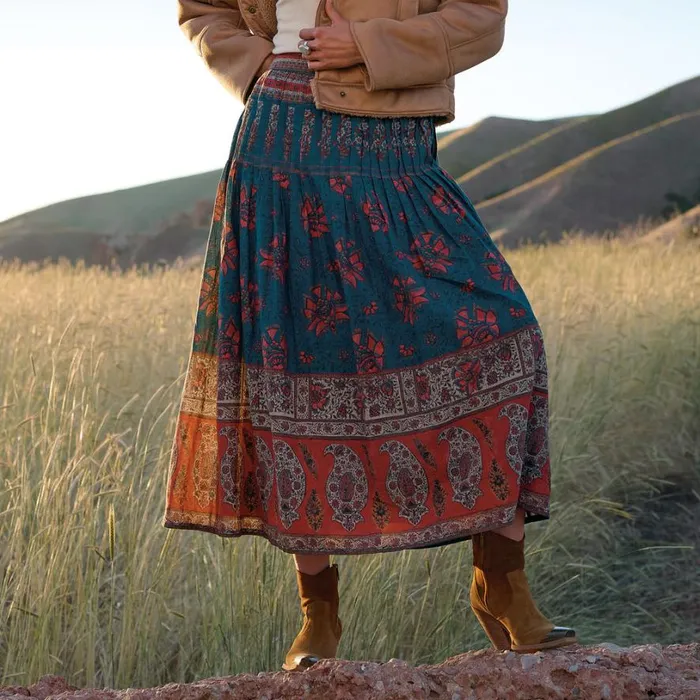 Women Flower Crowns Skirt Teal Sundance Catalog Skirts