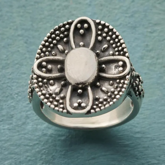 Women Flower Power Shield Ring Sundance Catalog Rings