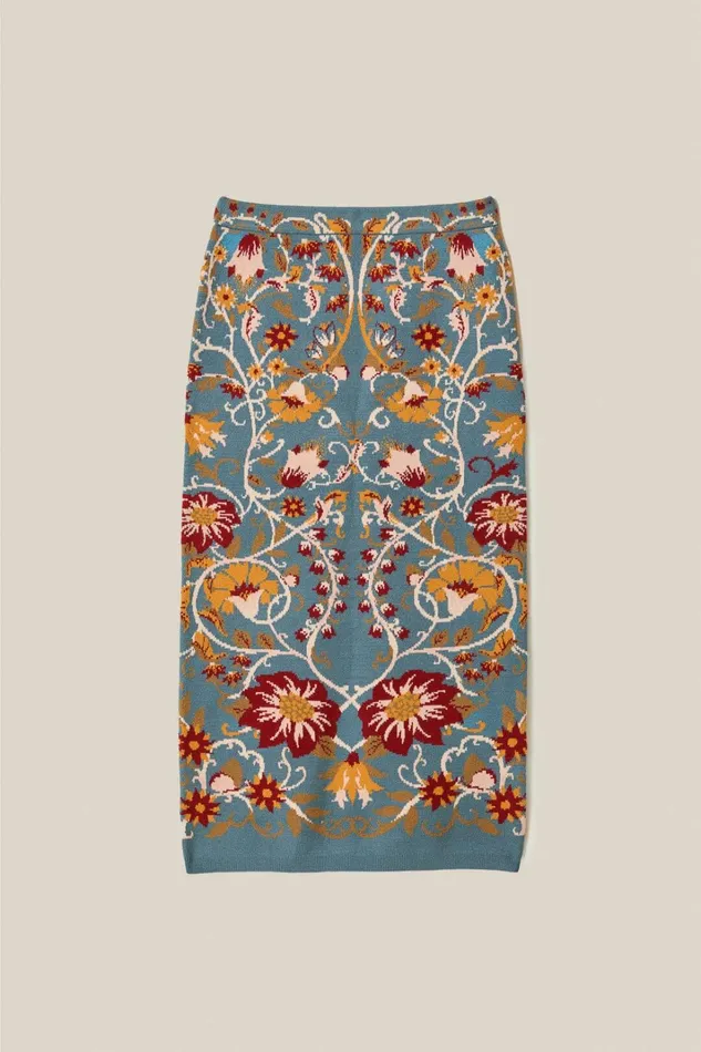 Women Flowing Beauty Knit Skirt Flowing Beauty Blue FARM Rio Skirts