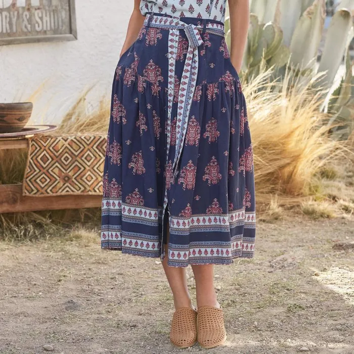 Women Folklore Ruffle Skirt Navy Sundance Catalog Skirts