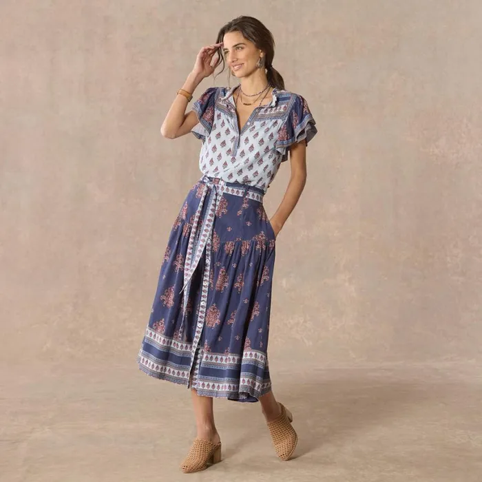 Women Folklore Ruffle Skirt Navy Sundance Catalog Skirts Women Folklore Ruffle Skirt Navy Sundance Catalog Skirts