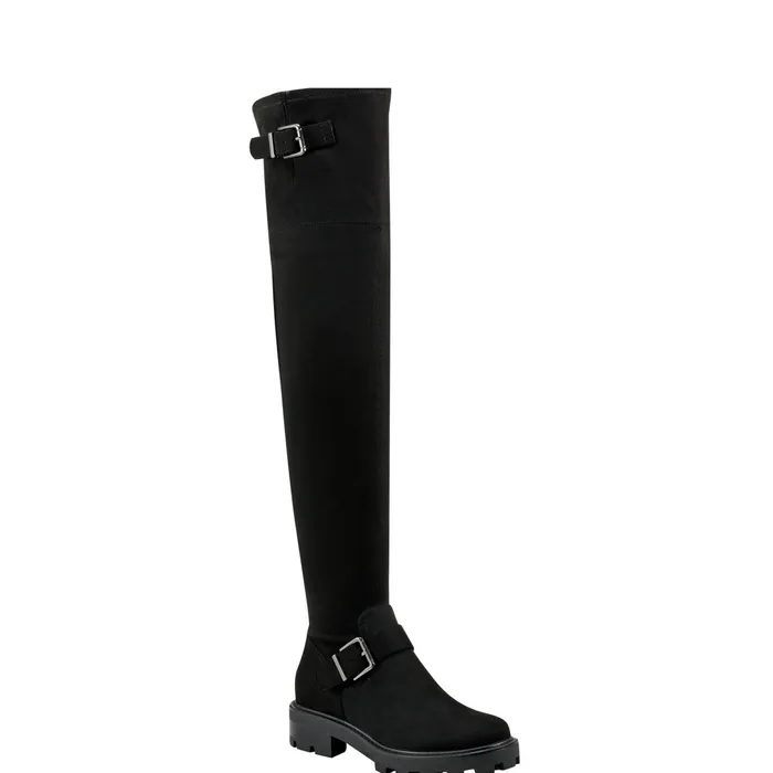 Women Ganven Lug Sole Over The Knee Boot Black Marc Fisher OTK Boots
