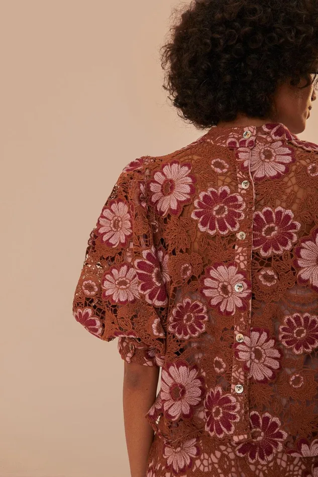 Women Gigi Tapestry Guipure Blouse Gigi Tapestry Sand FARM Rio Blouses