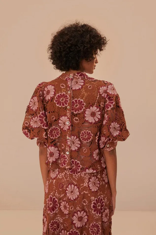 Women Gigi Tapestry Guipure Blouse Gigi Tapestry Sand FARM Rio Blouses