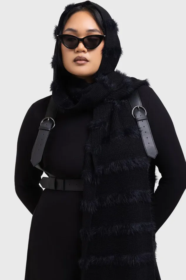 Women Gloves and Scarves Killstar Striped Night Hooded Scarf