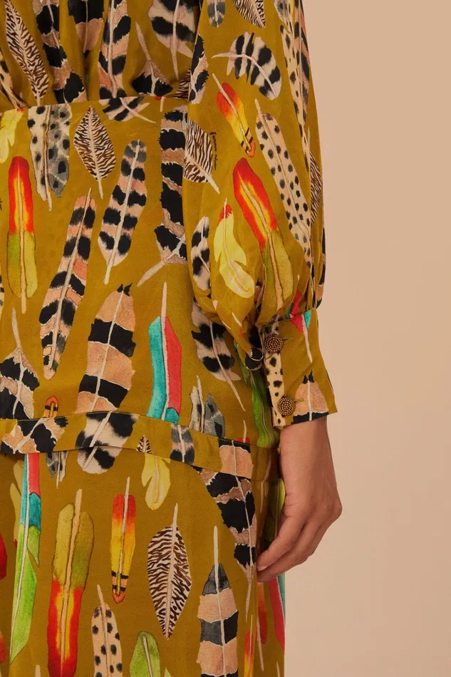 Women Green Amazon Feathers Midi Dress Amazon Feathers Green FARM Rio Midi Dresses