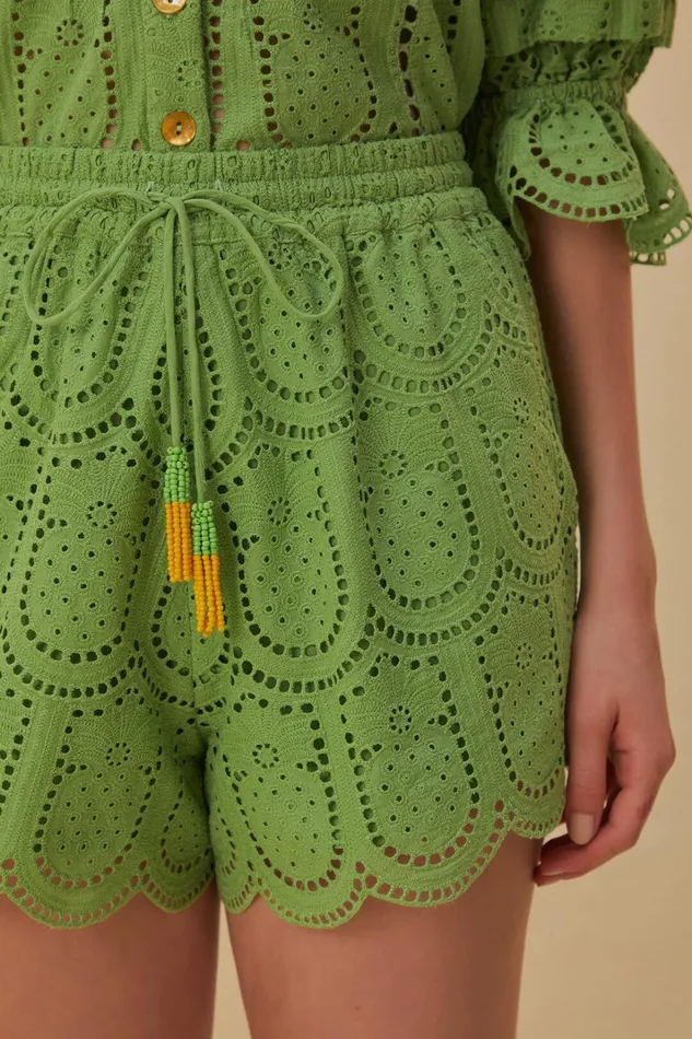 Women Green Pineapple Eyelet Shorts Green FARM Rio Shorts